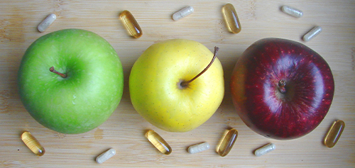 image of apples and dietary supplements
