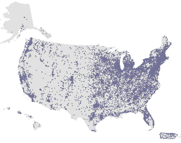 Geographic distribution of sister study participants at enrollment
