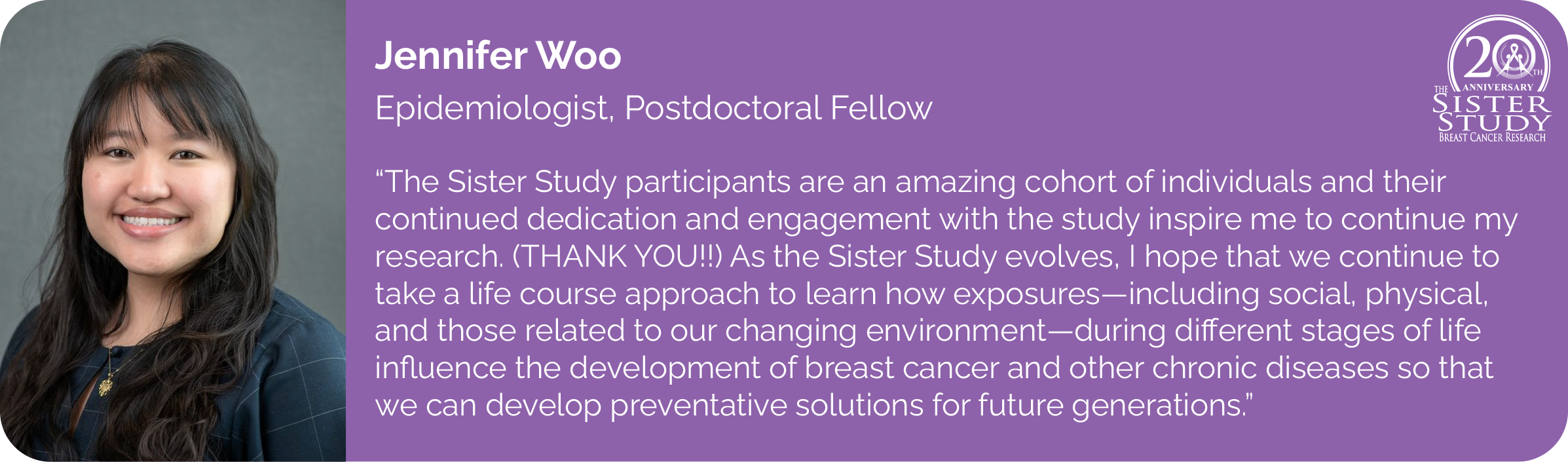 Clare Weinberg
Co-investigator
- The idea for the Sister Study came out of a meeting between me and a few colleagues, who had been challenged to come up with a way to study environmental factors in relation to breast cancer. I suggested that recruiting sisters of women who had had breast cancer could provide a cohort of women who would be both motivated and at higher risk than the general population.